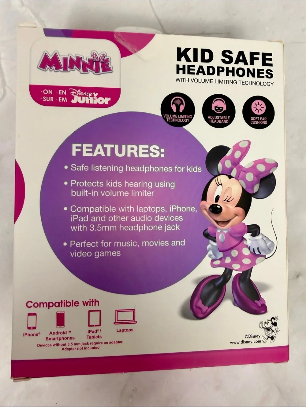 Disney Junior Minnie Kid Safe Headphones New Ages 6+